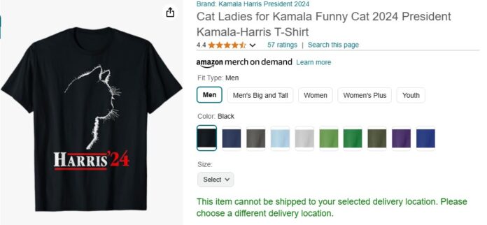 kamala cat t shirt